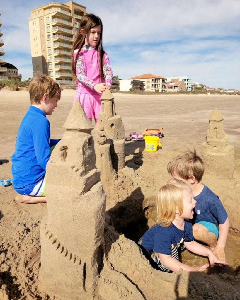 kids making sandcastles