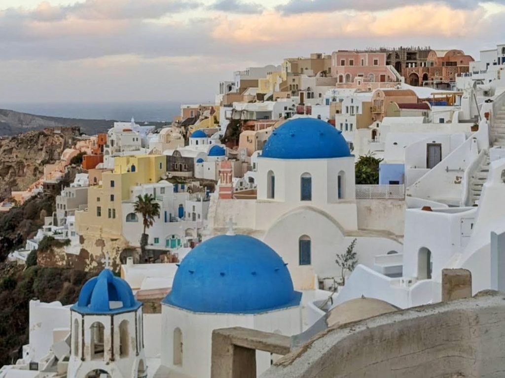 blue domes of santorini