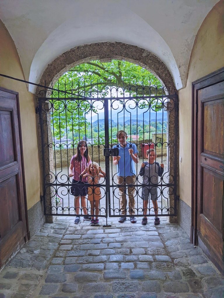 Kids at The Sound of Music Abbey Gate at Nonnberg Abbey