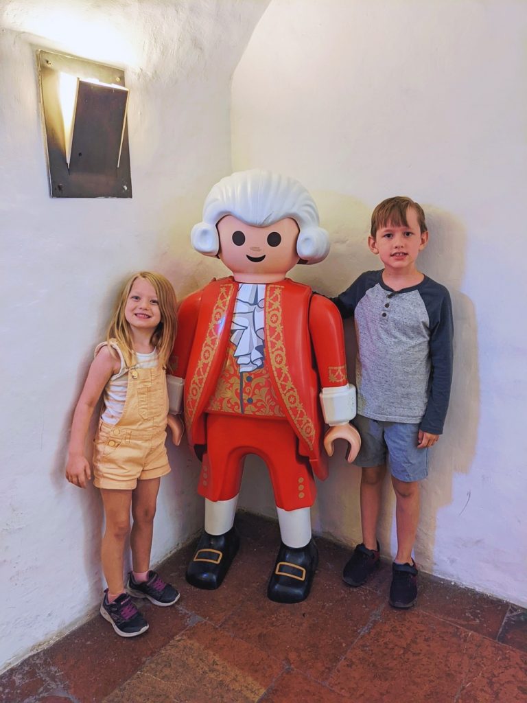 Kids with LEGO Mozart at Mozart's Birthplace