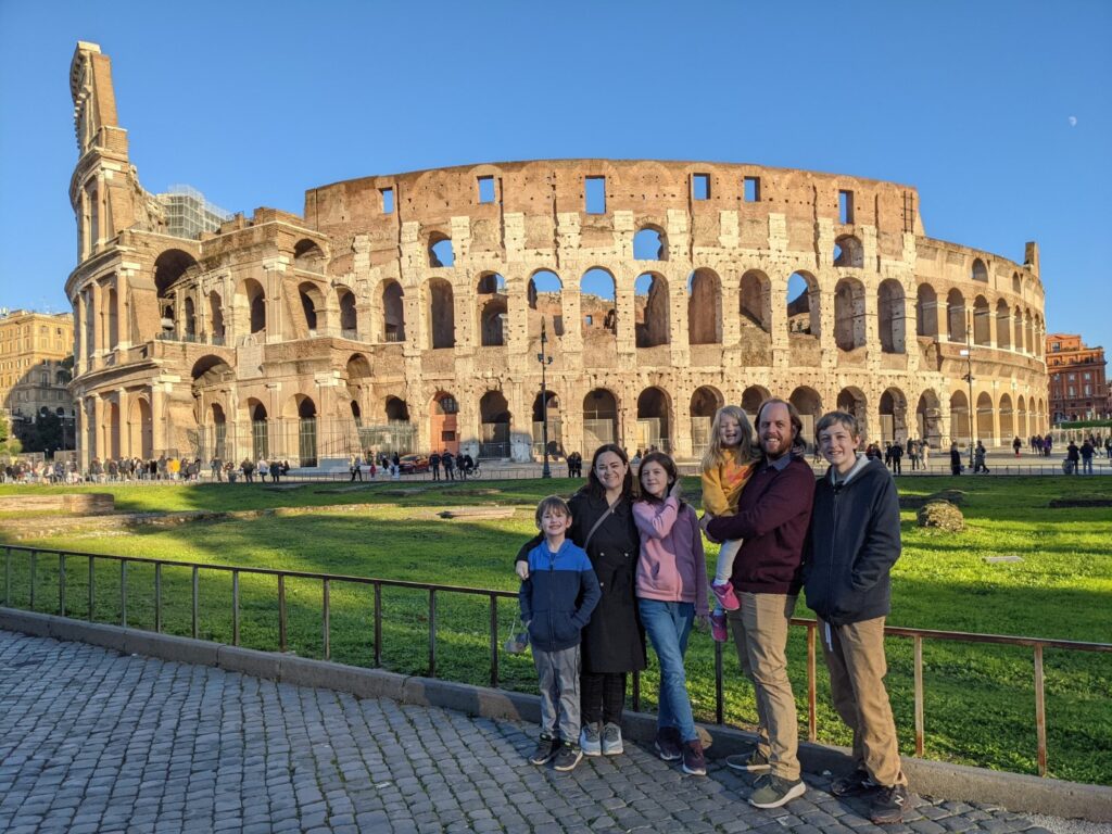 Family by Colosseum in Rome